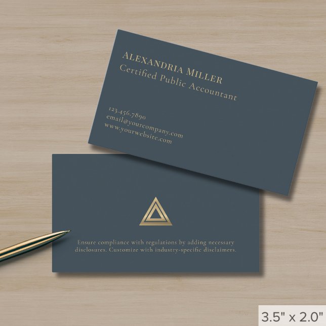 Simple Upscale Gold Triangle Logo Business Card (Creator Uploaded)