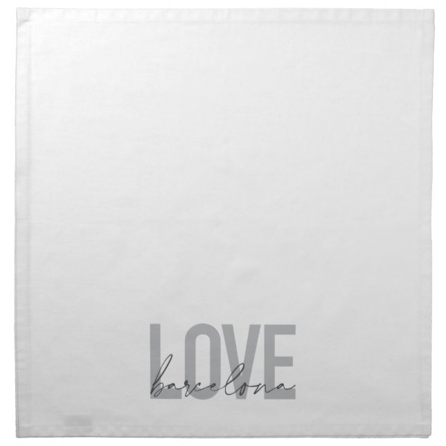 Simple, urban, modern, cool design Love Barcelona Cloth Napkin (Front)