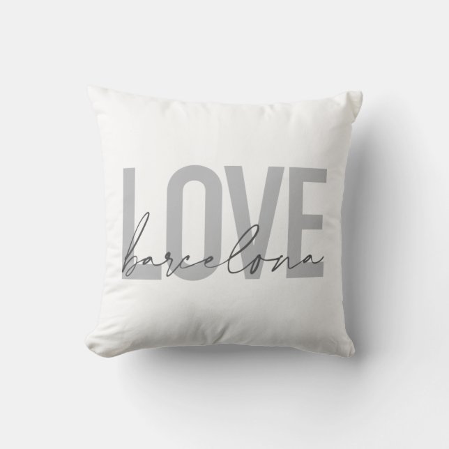 Simple, urban, modern, cool design Love Barcelona Throw Pillow (Front)