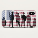 Simple US American Flag with Soldiers iPhone X Case
