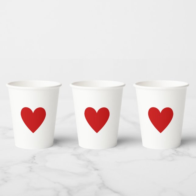 Simple Valentine Red Heart Paper Cups (Multi)