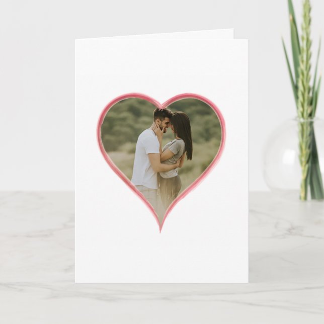 Simple Valentine's Day Heart Custom Photo Holiday Card (Front)