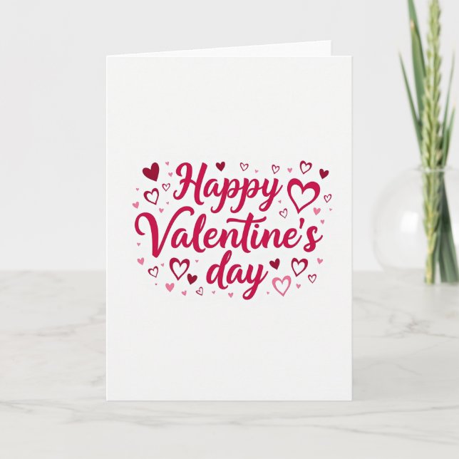 Simple Valentines Day Heart Pattern Card (Front)