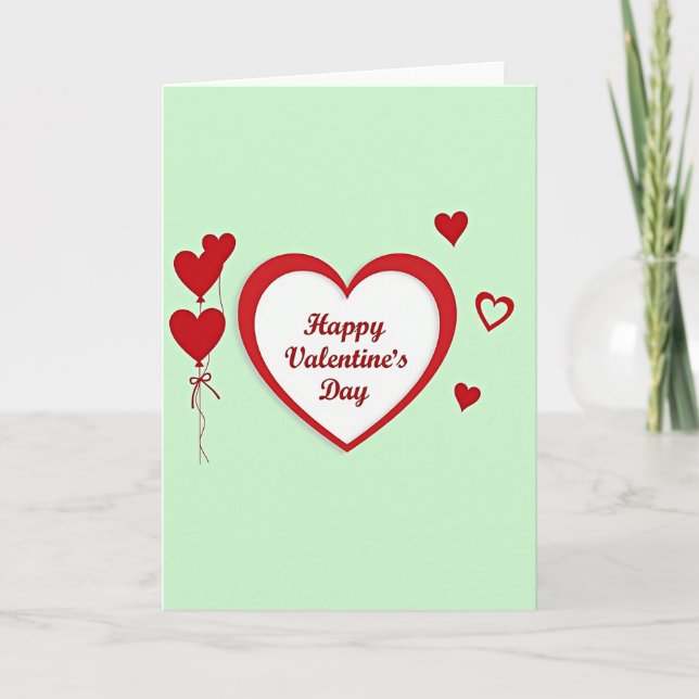 Simple Valentines Day Hearts Card (Front)