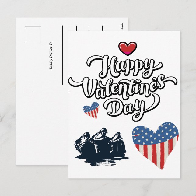 Simple Valentines Day Military Soldier Army   Holiday Postcard (Front/Back)