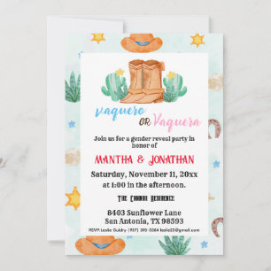 Simple vaquero Gender Reveal invitations