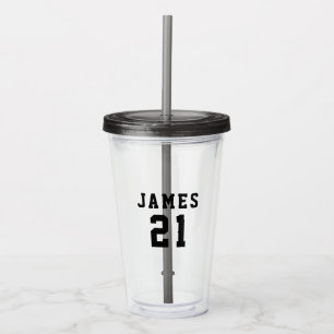 Simple Varsity Name Number Acrylic Tumbler