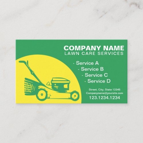 Simple Vector Lawn Mower Silhouette Lawn Care Business Card