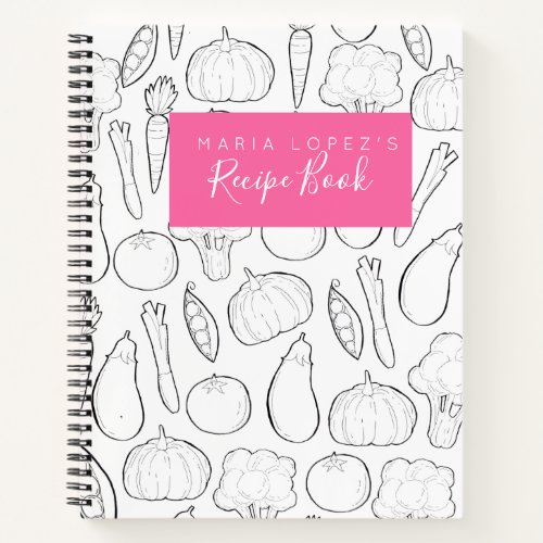 Simple vegetable personalized cookbook journal