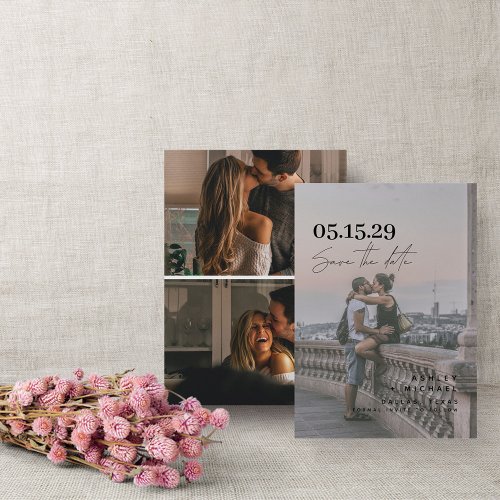 Simple Vellum Overlay Modern Typography 3 Photo Save The Date