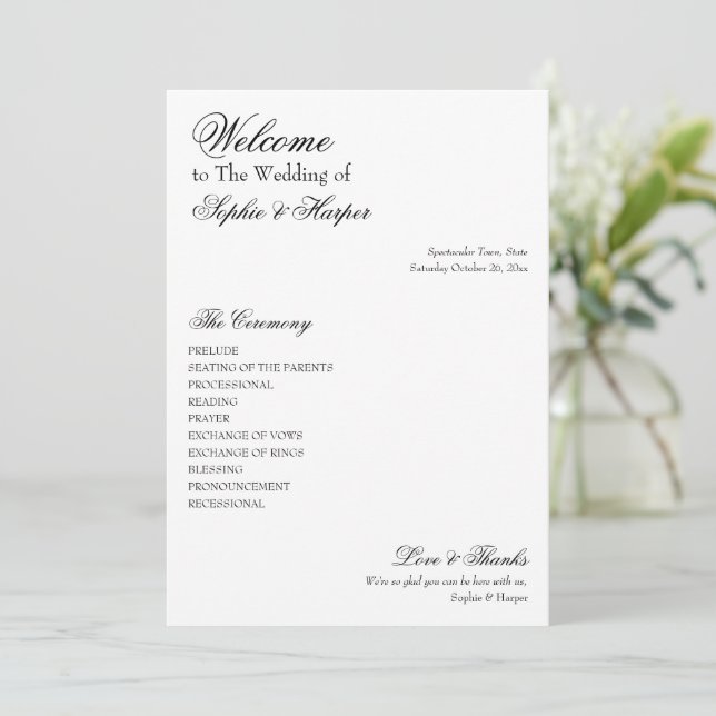 Simple, Versatile, Elegant Black & White Program (Standing Front)