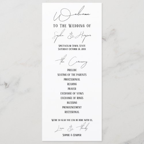 Simple Versatile Elegant Slim Script Wedding Program