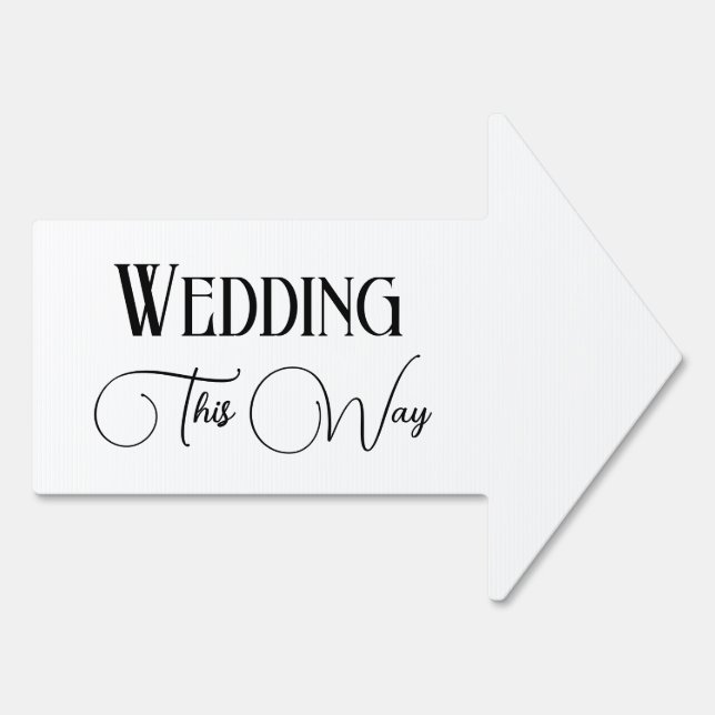 Simple, Versatile Wedding This Way Arrow Sign (Back)
