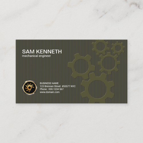 Simple Vertical Bar Lines Mechanical Engineering Business Card