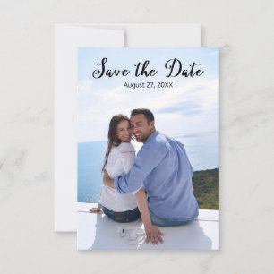 Simple Vertical Photo Elegant Script-3x5 Save/Date Save The Date