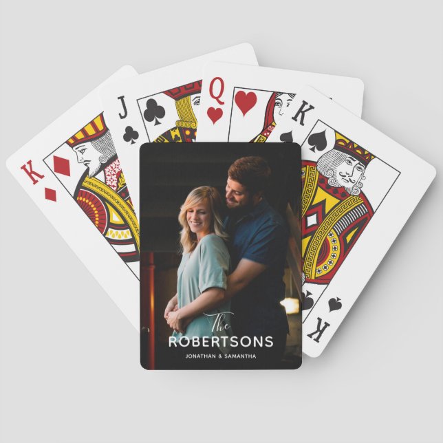 Simple Vertical Photo Newlyweds Poker Cards (Back)