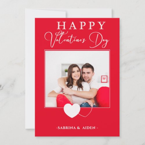 Simple Vertical  Photo   Red Valentines Day  Holiday Card