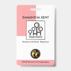 Simple Vertical Pink Column Photo Template Nurse Badge