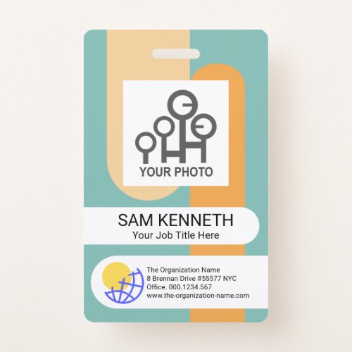 Simple Vertical Stripes Employee Photo Template ID Badge