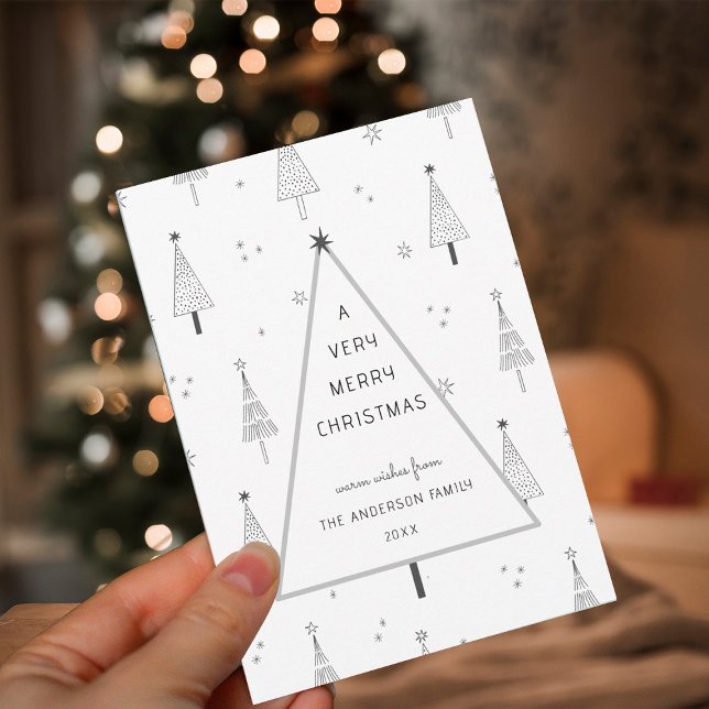 Simple Very Merry Christmas Tree Flat Holiday Card (Creator Uploaded)