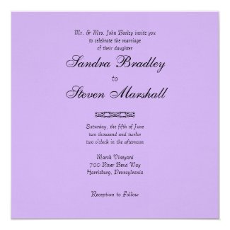 Simple Very Soft Violet Wedding Invitations