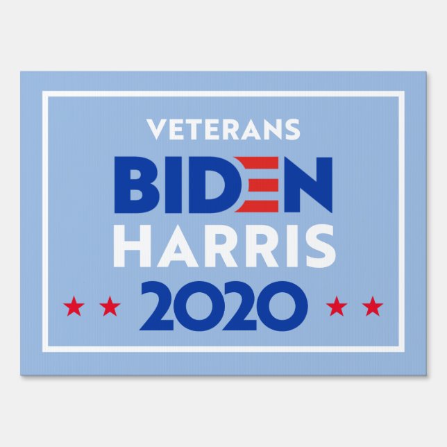 Simple VETERANS for Joe Biden Kamala Harris 2020 Sign (Front)