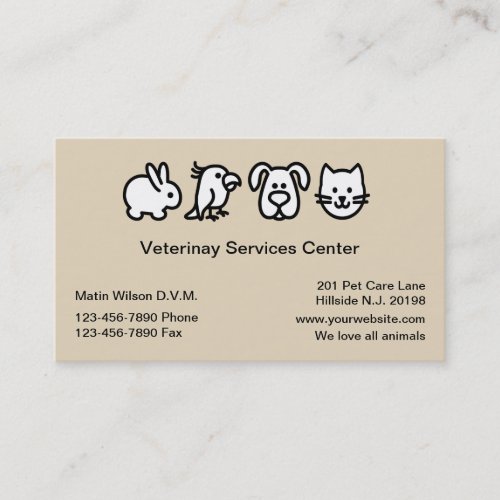 Simple Veterinarian Pet Hospital Business Card