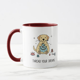 Simple Vibes Yellow Dog Sewing & Embroidery Art  Mug