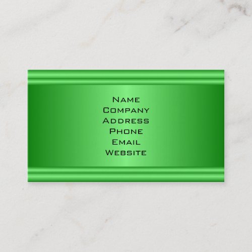 Simple Vibrant Green Metal Look Business Card