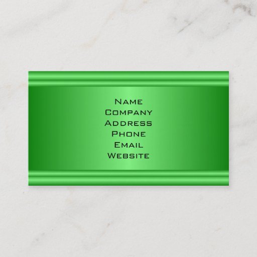 Customizable Simple Vibrant Green Metal Look Business Card