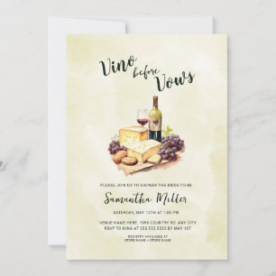 Simple Vino before Vows Red Wine Bridal Shower Invitation