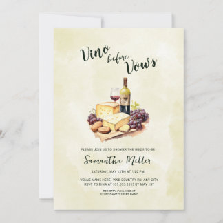 Simple Vino before Vows Red Wine Bridal Shower Invitation
