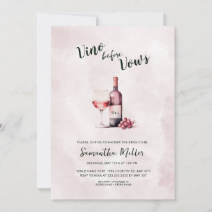 Simple Vino before Vows Red Wine Bridal Shower Invitation