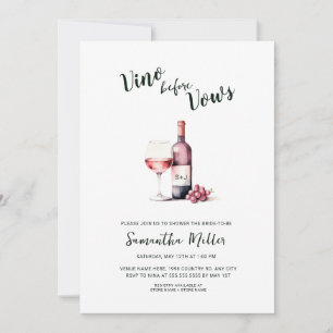 Simple Vino before Vows Red Wine Bridal Shower Invitation
