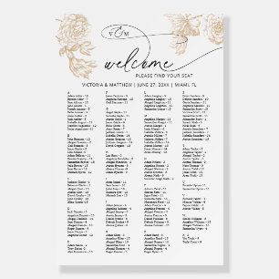 Simple Vintage Alphabetical Wedding Seating Chart Foam Board