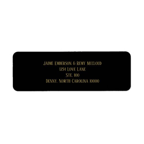 Simple Vintage Art Deco Wedding Black Gold Address Label