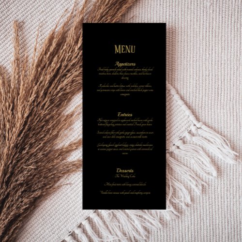 Simple Vintage Art Deco Wedding Black Gold Menu