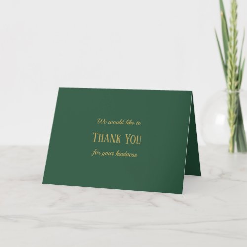 Simple Vintage Art Deco Wedding Green Gold Thank You Card