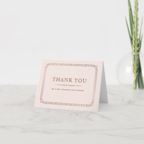 Simple Vintage Blush Pink Rose Gold Foil Wedding Thank You Card