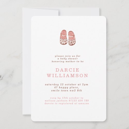 Simple Vintage Boho Baby Shoes Baby Shower Invitation