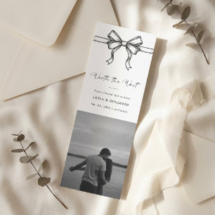 Simple Vintage Bow Photo Wedding Save the Date Bookmarks