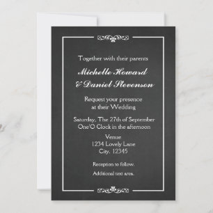 Simple Vintage Chalk Wedding Elegant Invitation