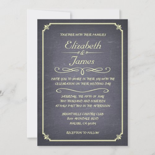 Simple Vintage Chalkboard Wedding Invitations