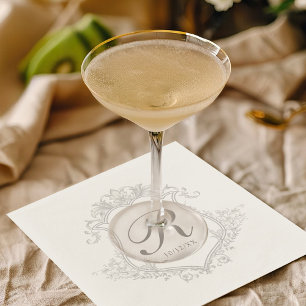 Simple Vintage Crest Monogram Wedding Napkins