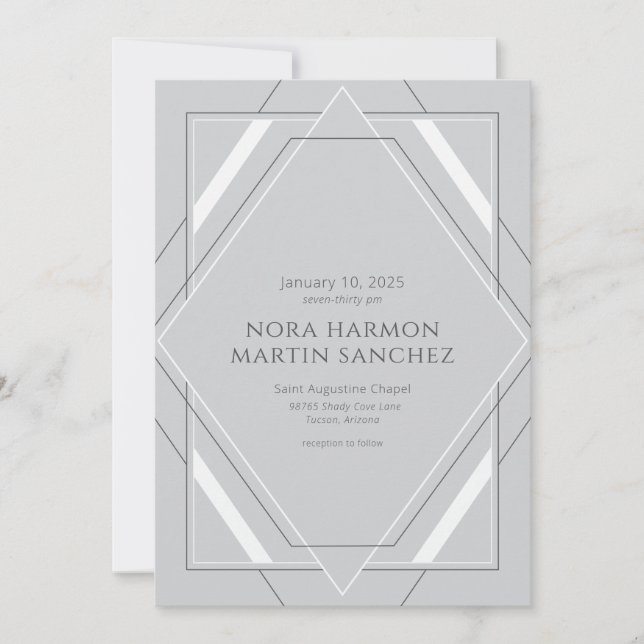 Simple Vintage Deco Light Gray Invitation (Front)