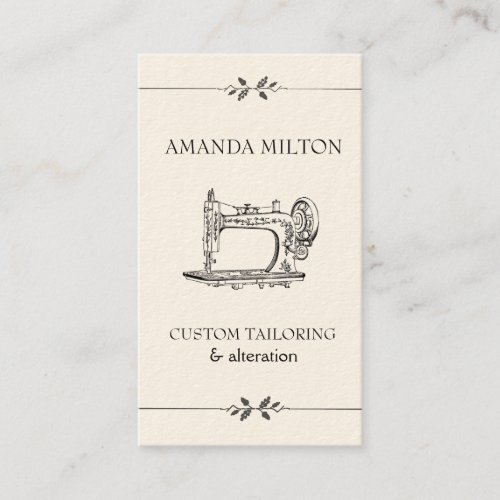 Simple Vintage Elegant Seamtress Fashion Sewing Business Card