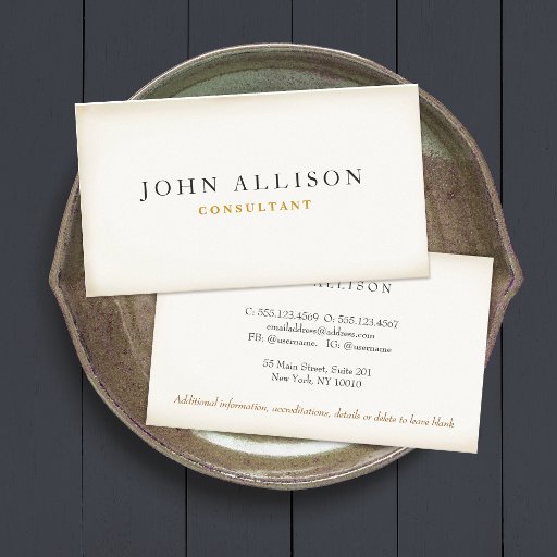 Customizable Simple Vintage Entrepreneur Cream Aged Gentlemen Business Card Templates