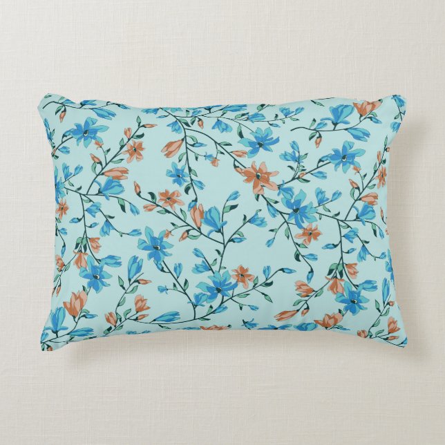 Simple Vintage: Floral Fabric Pattern Accent Pillow (Front)