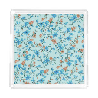 Simple Vintage: Floral Fabric Pattern Acrylic Tray