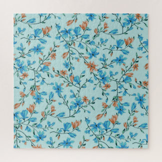 Simple Vintage: Floral Fabric Pattern Jigsaw Puzzle